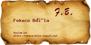 Fekecs Béla névjegykártya